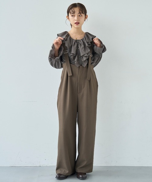 mil（ミル）の「ハイウエストサロペット【587130】（サロペット/オーバーオール・レディース・ブラウン/チャコールグレー/ブラック・S/XS）」の7枚目の写真