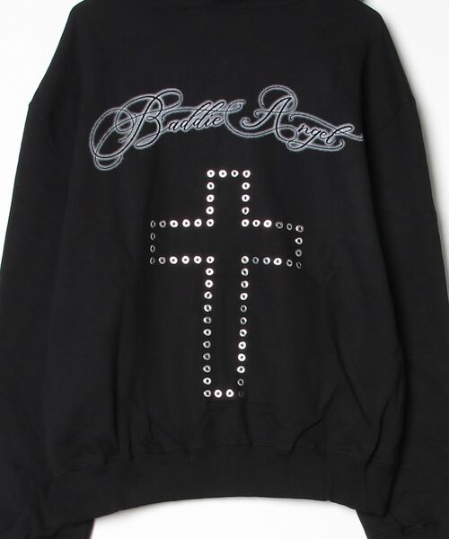 NIIER NOR(ニアノア)の「A'GEM/9 × .kom 『NIIER NOR/ニアノア』 BA-CROSS EYELET HOOD ZIP-UP/クロスアイレットデザイン ジップアップパーカー(パーカー・レディース・ブラック・FREE)」の8枚目の写真