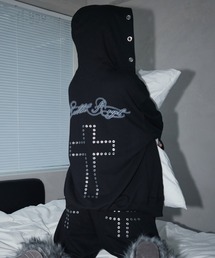 NIIER NOR（ニアノア）の「A'GEM/9 × .kom 『NIIER NOR/ニアノア』 BA-CROSS EYELET HOOD ZIP-UP/クロスアイレットデザイン ジップアップパーカー（パーカー）」