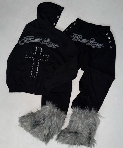 NIIER NOR(ニアノア)の「A'GEM/9 × .kom 『NIIER NOR/ニアノア』 BA-CROSS EYELET HOOD ZIP-UP/クロスアイレットデザイン ジップアップパーカー(パーカー・レディース・ブラック・FREE)」の5枚目の写真