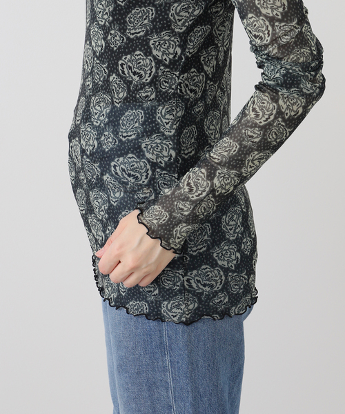 FUMIE TANAKA（フミエタナカ）の「【FUMIE TANAKA(フミエタナカ)】flower mesh high neck：カットソー（Tシャツ/カットソー・レディース・ブラック・2）」の8枚目の写真