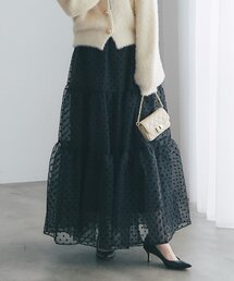 La boutique BonBon | 【3サイズ展開あり】ドットフロッキーティアードスカート(ブラック)(スカート)