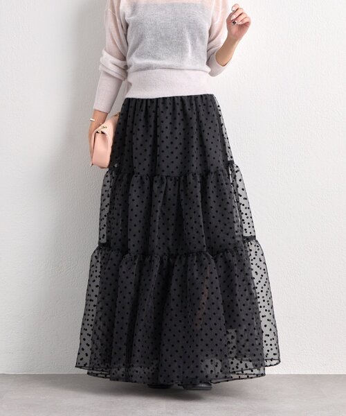 La boutique BonBon(ラブティックボンボン)の「【3サイズ展開あり】ドットフロッキーティアードスカート(ブラック)(スカート・レディース・ブラック・PS/36/FREE)」の10枚目の写真