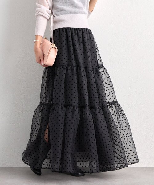 La boutique BonBon(ラブティックボンボン)の「【3サイズ展開あり】ドットフロッキーティアードスカート(ブラック)(スカート・レディース・ブラック・PS/36/FREE)」の11枚目の写真
