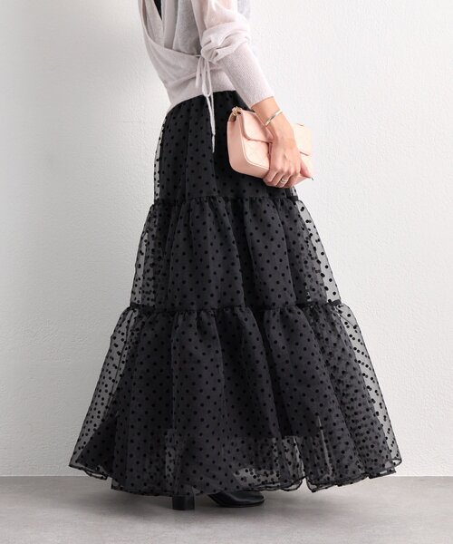 La boutique BonBon(ラブティックボンボン)の「【3サイズ展開あり】ドットフロッキーティアードスカート(ブラック)(スカート・レディース・ブラック・PS/36/FREE)」の13枚目の写真