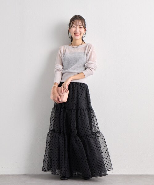 La boutique BonBon(ラブティックボンボン)の「【3サイズ展開あり】ドットフロッキーティアードスカート(ブラック)(スカート・レディース・ブラック・PS/36/FREE)」の20枚目の写真