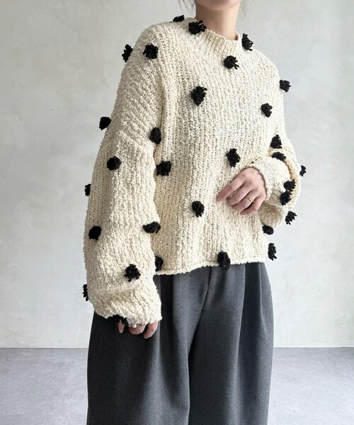 新品未使用　BEARDSLEY ぽんぽん綿ニットセーター BEARDSLEY（ビアズリー）の「ぽんぽんドットニット（ニット/セーター