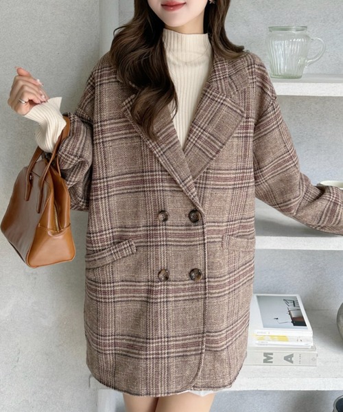 セール】グレン チェック オーバーサイズ テーラードジャケット