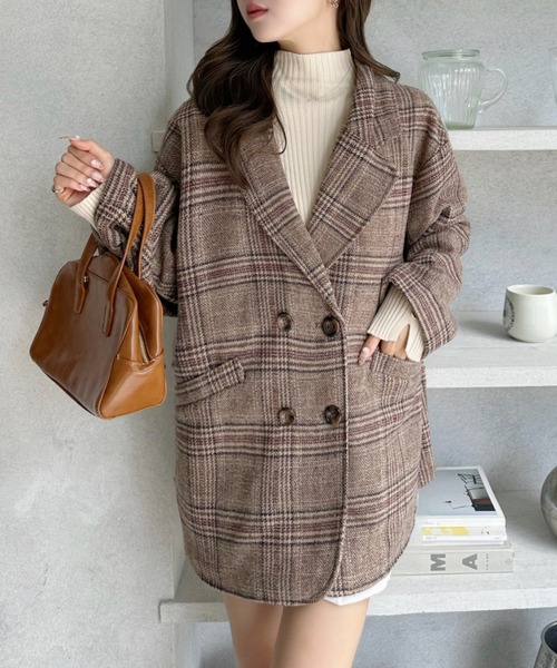 セール】グレン チェック オーバーサイズ テーラードジャケット