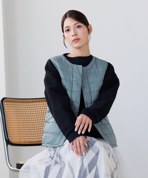 Filomo（フィローモ）の「[Filomo]ダウンベスト  ライトダウン ナイロンベスト（ダウンベスト・レディース・ブラック/ブルー/グリーン・M/L/LL）」の10枚目の写真