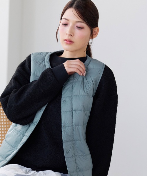 Filomo（フィローモ）の「[Filomo]ダウンベスト  ライトダウン ナイロンベスト（ダウンベスト・レディース・ブラック/ブルー/グリーン・M/L/LL）」の11枚目の写真
