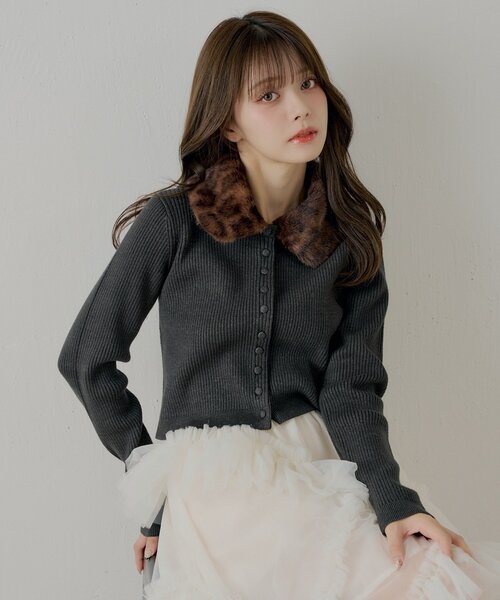 SALON by Chico】ファー襟取り外しコンパクトトップス（ニット