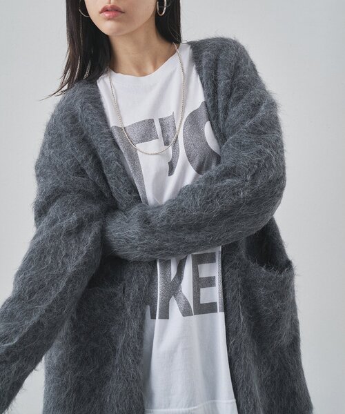 Whim Gazette（ウィムガゼット）の「スーリーアルパカカーディガン（カーディガン/ボレロ・レディース・オフホワイト/チャコールグレー・FREE）」の11枚目の写真