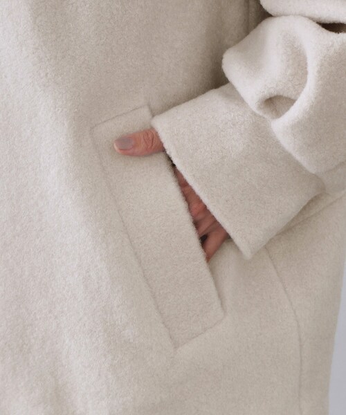 もこもこノーカラージップミドルコート【洗える】（ノーカラーコート