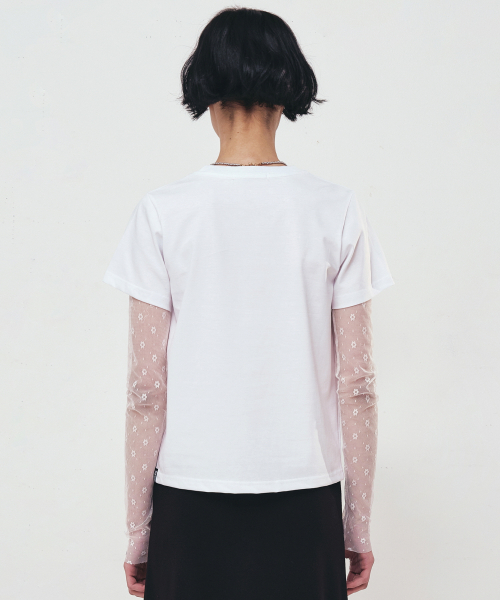 NICK&NICOLE(ニックアンドニコール)の「BUTTERFLY NICOLE LABEL SLIM TOP_WHITE GREEN(Tシャツ/カットソー・レディース・その他・FREE)」の3枚目の写真