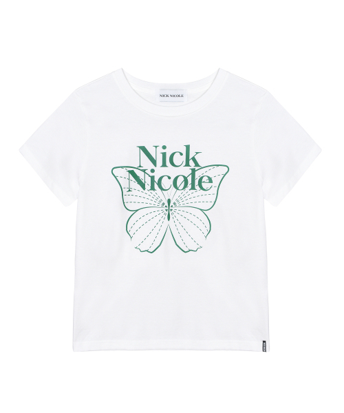 NICK&NICOLE(ニックアンドニコール)の「BUTTERFLY NICOLE LABEL SLIM TOP_WHITE GREEN(Tシャツ/カットソー・レディース・その他・FREE)」の4枚目の写真