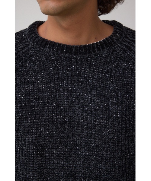AZUL by moussy(アズールバイマウジー)の「ベロアモールラメ入りニットトップス(ニット/セーター・メンズ・グレー/ブラック/ダークネイビー・MEDIUM/LARGE)」の10枚目の写真