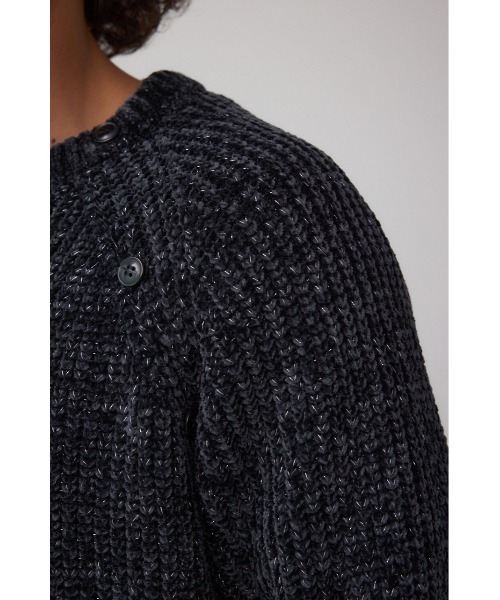AZUL by moussy(アズールバイマウジー)の「ベロアモールラメ入りニットトップス(ニット/セーター・メンズ・グレー/ブラック/ダークネイビー・MEDIUM/LARGE)」の11枚目の写真