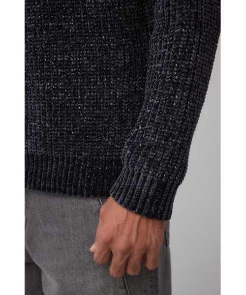 AZUL by moussy(アズールバイマウジー)の「ベロアモールラメ入りニットトップス(ニット/セーター・メンズ・グレー/ブラック/ダークネイビー・MEDIUM/LARGE)」の12枚目の写真