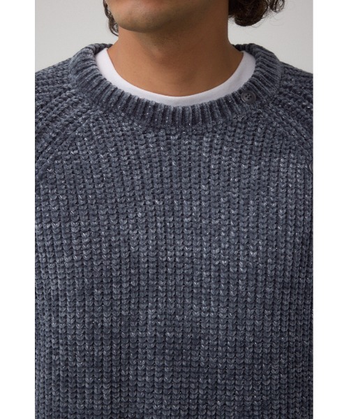 AZUL by moussy(アズールバイマウジー)の「ベロアモールラメ入りニットトップス(ニット/セーター・メンズ・グレー/ブラック/ダークネイビー・MEDIUM/LARGE)」の20枚目の写真