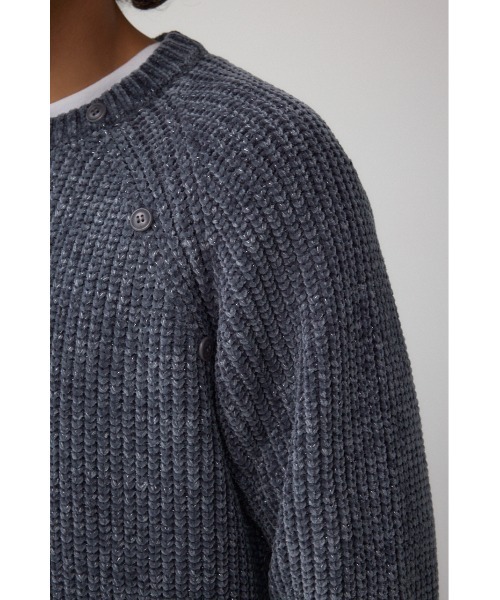 AZUL by moussy(アズールバイマウジー)の「ベロアモールラメ入りニットトップス(ニット/セーター・メンズ・グレー/ブラック/ダークネイビー・MEDIUM/LARGE)」の21枚目の写真
