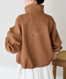 レザータッチ刺繍スタンドブルゾン