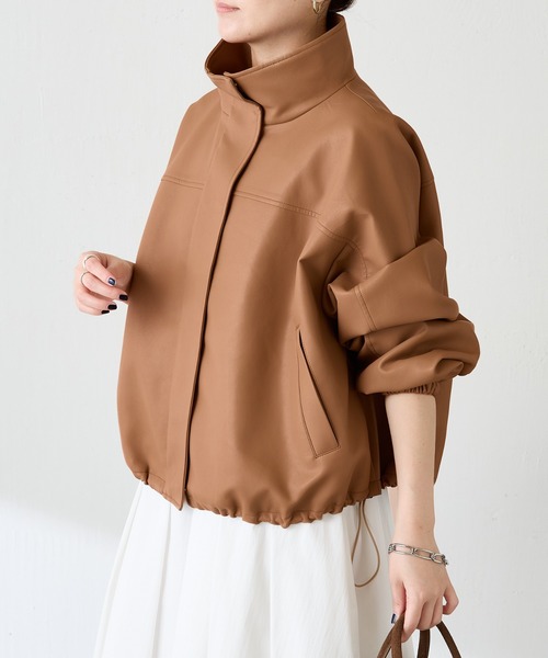 COLLAGE GALLARDAGALANTE（コラージュガリャルダガランテ）の「レザータッチ刺繍スタンドブルゾン（ブルゾン・レディース・キャメル・FREE）」の4枚目の写真