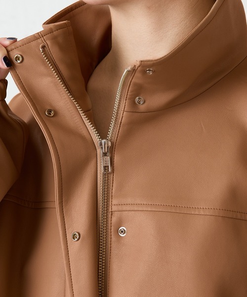 COLLAGE GALLARDAGALANTE（コラージュガリャルダガランテ）の「レザータッチ刺繍スタンドブルゾン（ブルゾン・レディース・キャメル・FREE）」の19枚目の写真