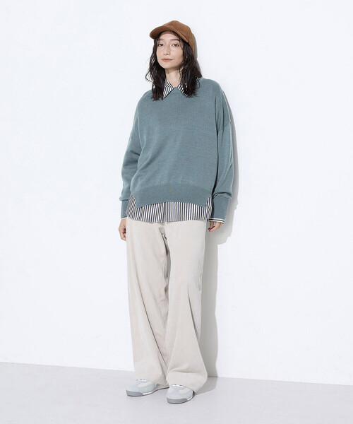 COMME CA Wardrobe(コムサワードローブ)の「オーガニックキュプラ混 ストライプシャツ(シャツ/ブラウス・レディース・ネイビー/ブラウン・FREE)」の6枚目の写真