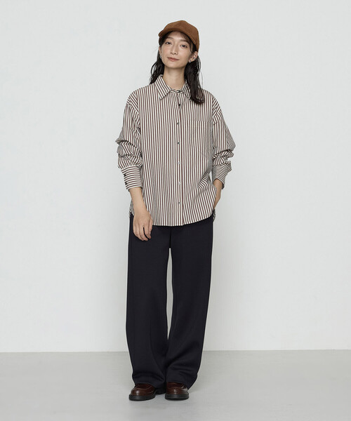 COMME CA Wardrobe(コムサワードローブ)の「オーガニックキュプラ混 ストライプシャツ(シャツ/ブラウス・レディース・ネイビー/ブラウン・FREE)」の20枚目の写真
