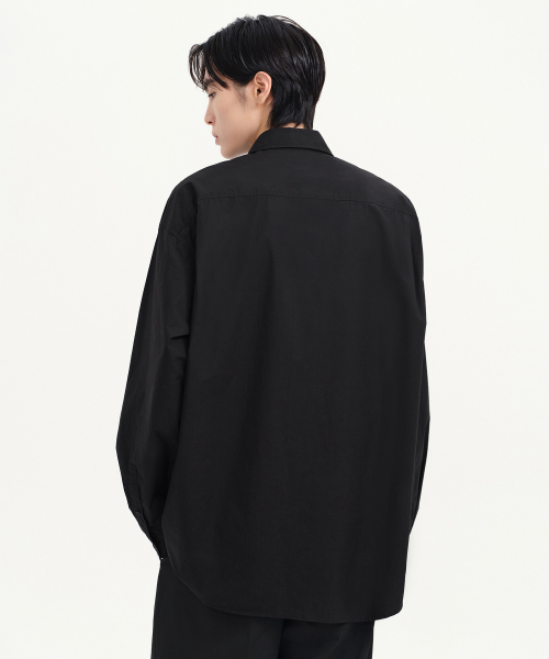 MUSINSA STANDARD（ムシンサスタンダード）の「オーバーサイズウォッシュドポプリンダブルポケットシャツ[ブラック]（シャツ/ブラウス・メンズ・その他・SMALL/MEDIUM/LARGE/X-LARGE/XX-LARGE）」の3枚目の写真