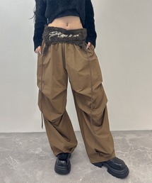 【 2WAY 】ロゴ刺繍ファーウエストボリュームスウェットパンツ