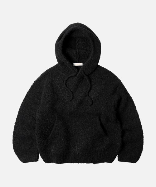 WAVE BOUCLE KNIT HOODY — чёрный