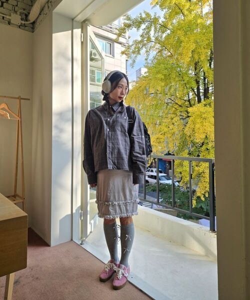 XERO（ゼロ）の「クロップロールアップチェックシャツ[チャコール]（シャツ/ブラウス・レディース・その他・MEDIUM/LARGE）」の9枚目の写真