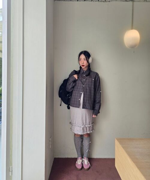 XERO（ゼロ）の「クロップロールアップチェックシャツ[チャコール]（シャツ/ブラウス・レディース・その他・MEDIUM/LARGE）」の10枚目の写真
