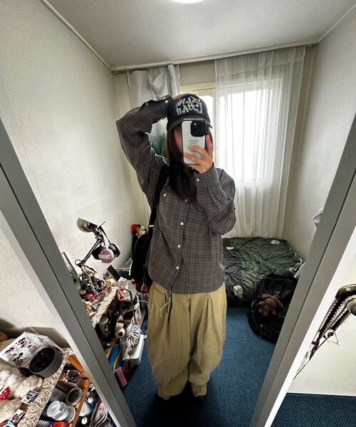 XERO（ゼロ）の「クロップロールアップチェックシャツ[チャコール]（シャツ/ブラウス・レディース・その他・MEDIUM/LARGE）」の4枚目の写真