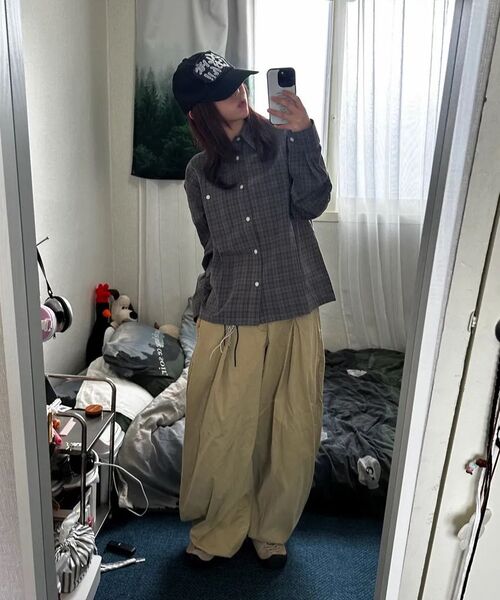 XERO（ゼロ）の「クロップロールアップチェックシャツ[チャコール]（シャツ/ブラウス・レディース・その他・MEDIUM/LARGE）」の3枚目の写真