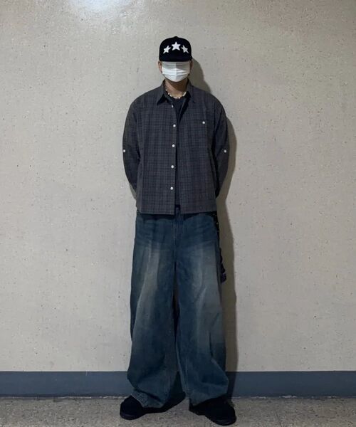 XERO（ゼロ）の「クロップロールアップチェックシャツ[チャコール]（シャツ/ブラウス・レディース・その他・MEDIUM/LARGE）」の5枚目の写真