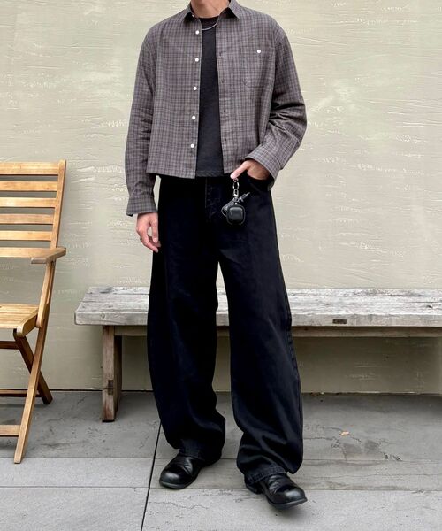 XERO（ゼロ）の「クロップロールアップチェックシャツ[チャコール]（シャツ/ブラウス・レディース・その他・MEDIUM/LARGE）」の2枚目の写真