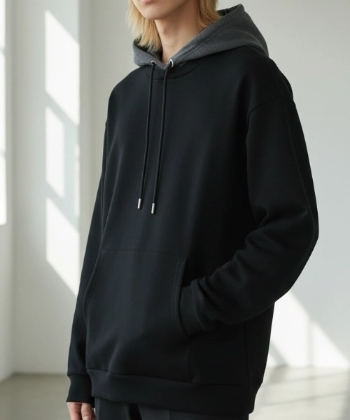 ARULE（アルール）の「A'GEM/9 × .kom 『ARULE/アルール』Layered Hood Design Pullover/レイヤードフードデザインプルオーバー（パーカー・メンズ・ブラック/グレー・L/XL）」の5枚目の写真
