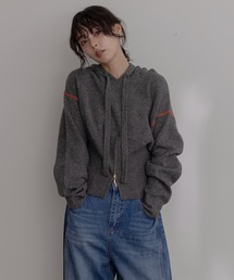 Eimee Law | ZIPスリットフーディーニットトップス(ニット/セーター)