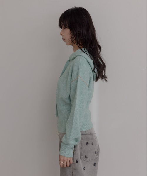 Eimee Law（エイミーロウ）の「ZIPスリットフーディーニットトップス（ニット/セーター・レディース・ダークグレー/ミント/ライトグレー/ピンク・FREE）」の8枚目の写真