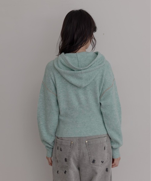 Eimee Law（エイミーロウ）の「ZIPスリットフーディーニットトップス（ニット/セーター・レディース・ダークグレー/ミント/ライトグレー/ピンク・FREE）」の9枚目の写真