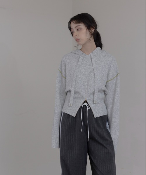 ZIPスリットフーディーニットトップス Eimee Law│Eimee Law & LHELBIE