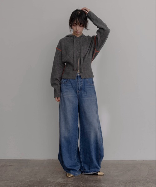 Eimee Law（エイミーロウ）の「ZIPスリットフーディーニットトップス（ニット/セーター・レディース・ダークグレー/ミント/ライトグレー/ピンク・FREE）」の10枚目の写真