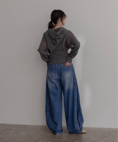 Eimee Law（エイミーロウ）の「ZIPスリットフーディーニットトップス（ニット/セーター・レディース・ダークグレー/ミント/ライトグレー/ピンク・FREE）」の11枚目の写真