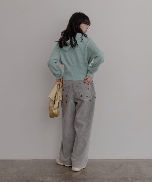 Eimee Law（エイミーロウ）の「ZIPスリットフーディーニットトップス（ニット/セーター・レディース・ダークグレー/ミント/ライトグレー/ピンク・FREE）」の13枚目の写真