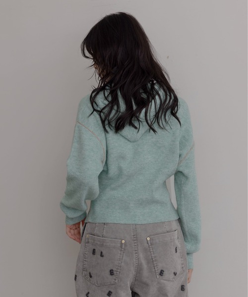 Eimee Law（エイミーロウ）の「ZIPスリットフーディーニットトップス（ニット/セーター・レディース・ダークグレー/ミント/ライトグレー/ピンク・FREE）」の15枚目の写真