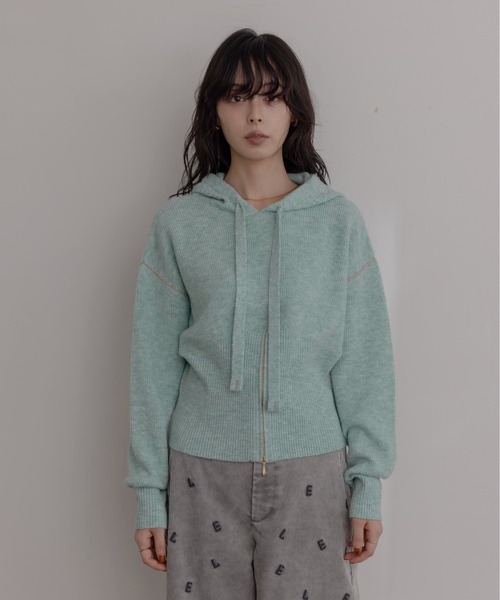 Eimee Law（エイミーロウ）の「ZIPスリットフーディーニットトップス（ニット/セーター・レディース・ダークグレー/ミント/ライトグレー/ピンク・FREE）」の17枚目の写真