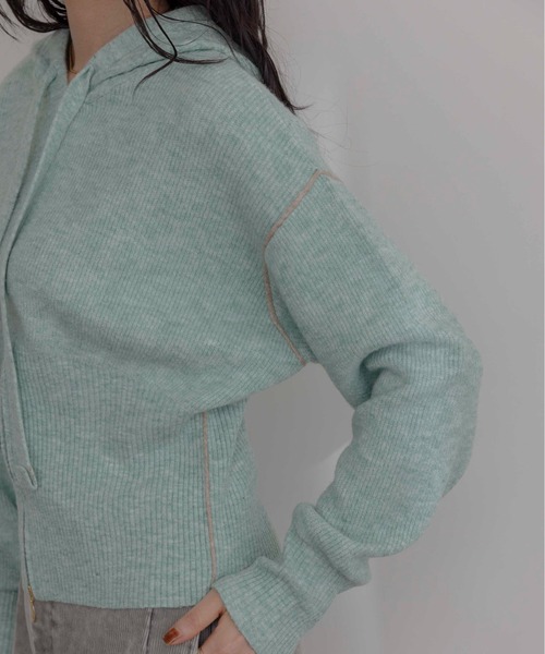 Eimee Law（エイミーロウ）の「ZIPスリットフーディーニットトップス（ニット/セーター・レディース・ダークグレー/ミント/ライトグレー/ピンク・FREE）」の18枚目の写真